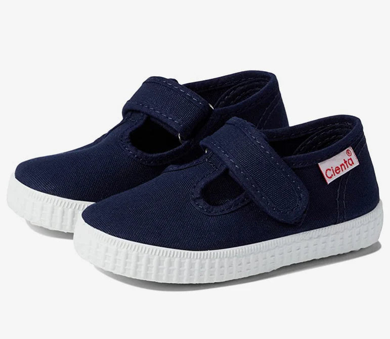 Cienta Navy Velcro T-Strap â Colman and Lucia