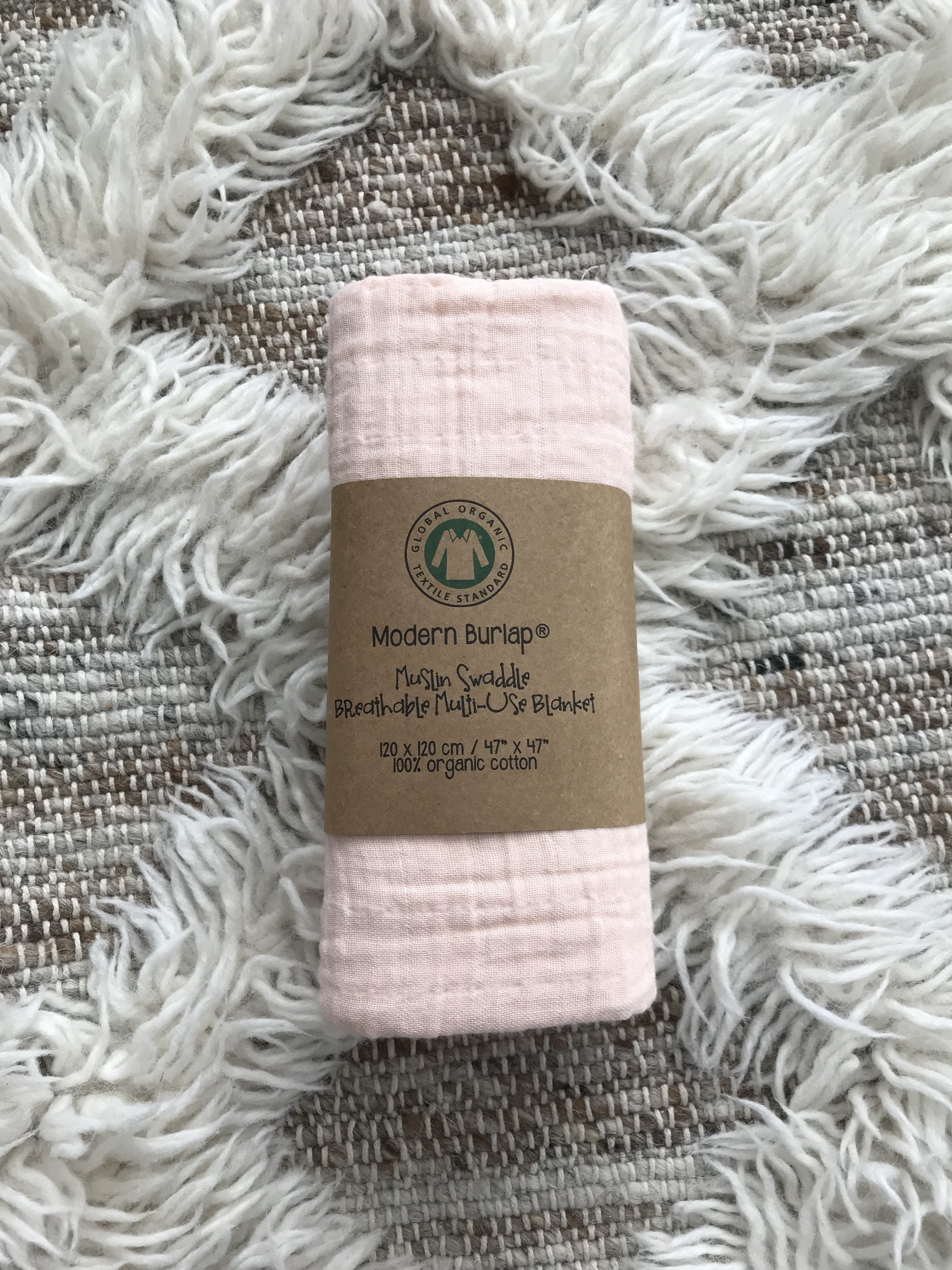 Modern Burlap Dusty Pink Organic Cotton Muslin Swaddle – Colman